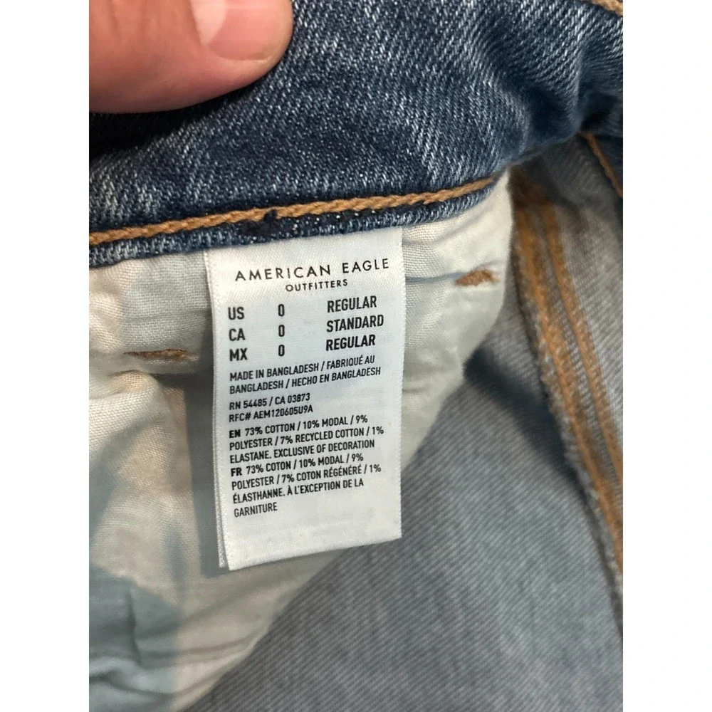 American Eagle Jeans Womens 0 Regular Blue Tomgirl Relaxed Straight Leg Denim